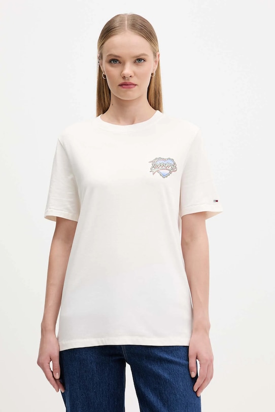 

Хлопковая футболка Tommy Jeans, бежевый