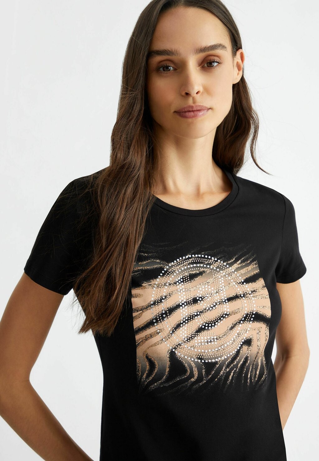 

Принт на футболке WITH LOGO AND APPLIQUÉS LIU JO, черный