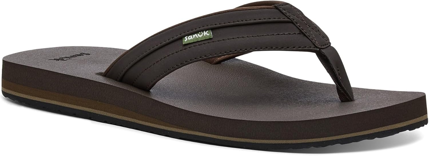 

Sanuk Mens Ziggy ST | Flip Flops for Men | Mens Сандалии | Beach Сандалии | Water Friendly & Lightweight | Comfort Footbed, темно-коричневый