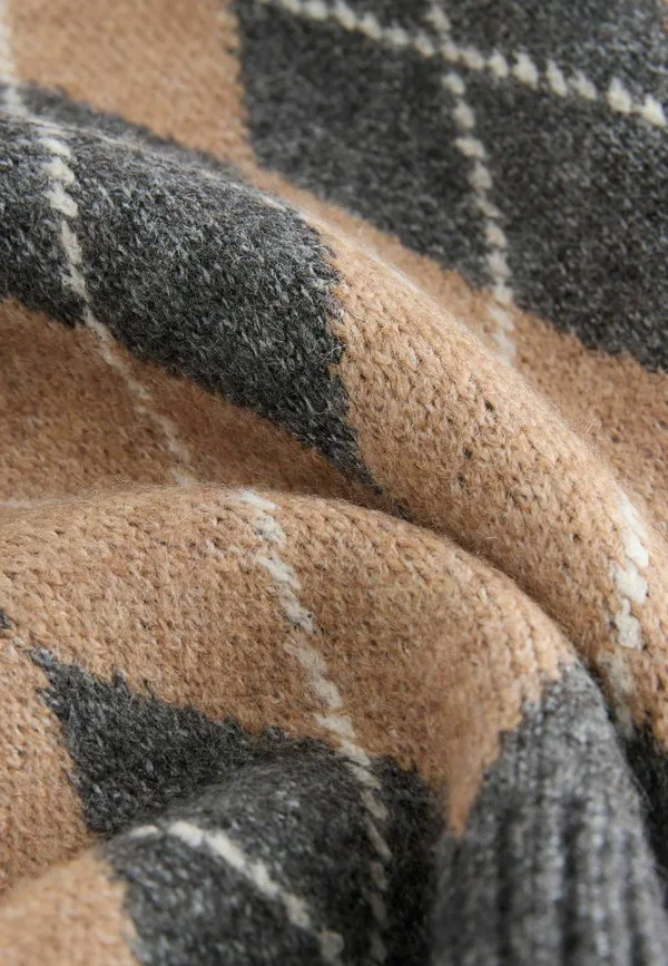 Джемпер с круглым вырезом, стандартного кроя. Next, Charcoal Grey/Tan Brown Argyle — фото 3
