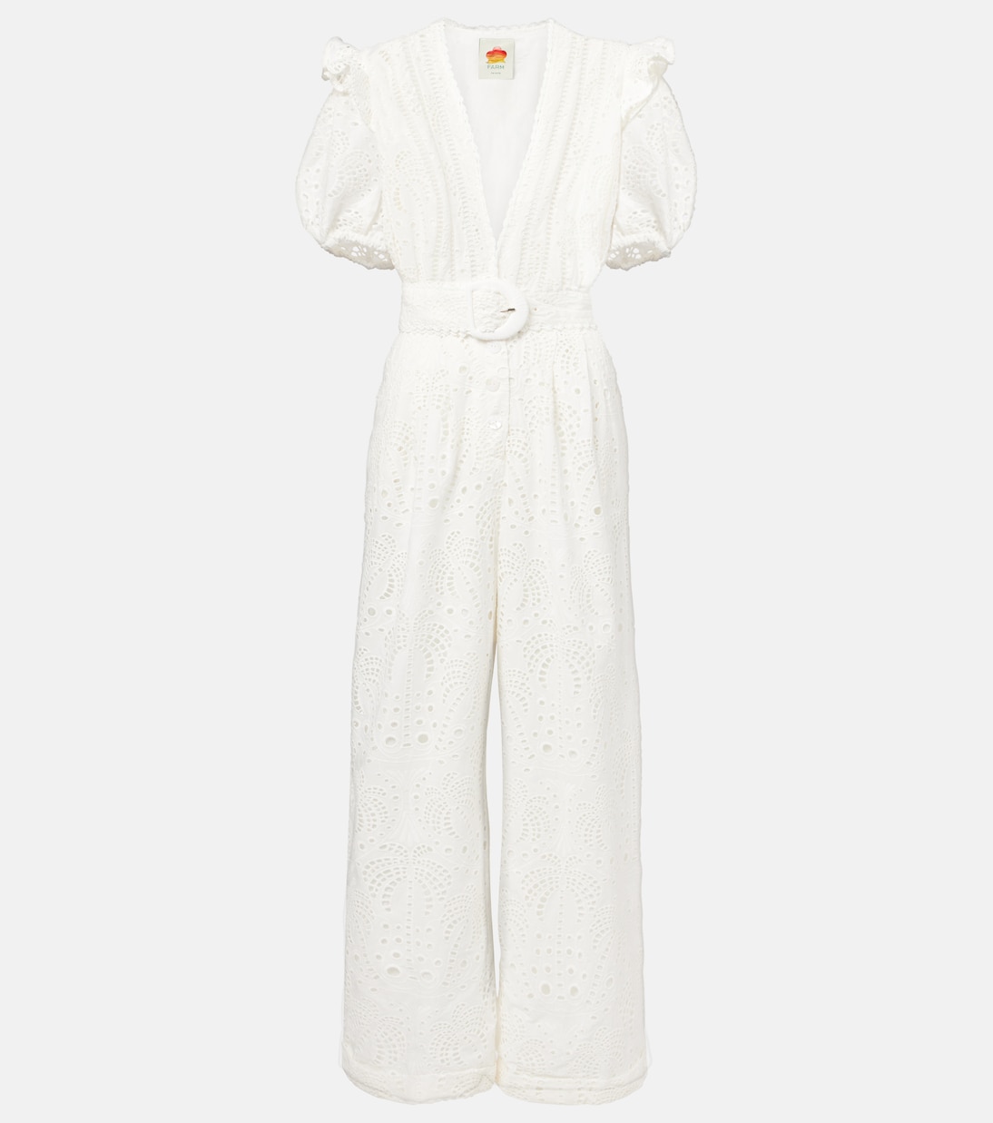 

Хлопковый комбинезон с вышивкой Broderie anglaise Farm Rio, Off-White