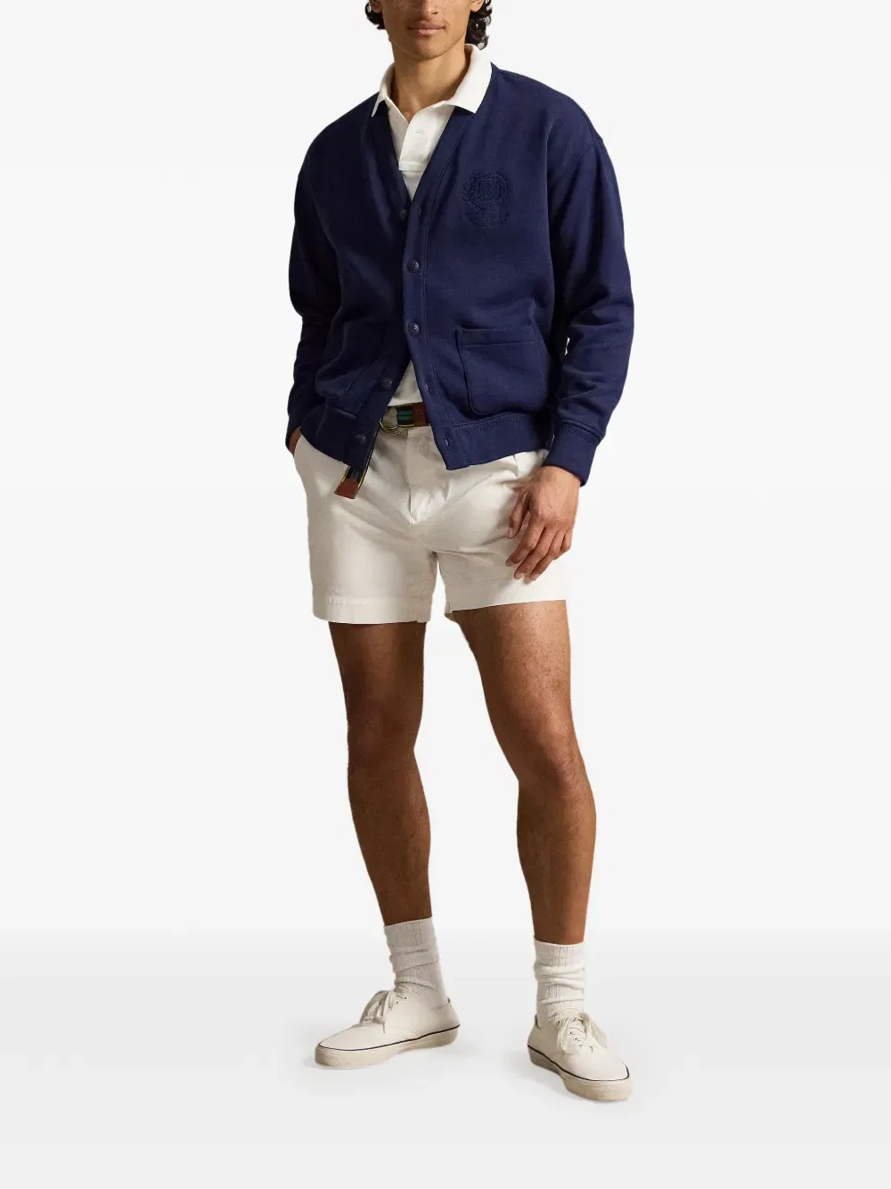 Кардиган с нашивкой в виде герба и карманом Polo Ralph Lauren, синий — фото 2