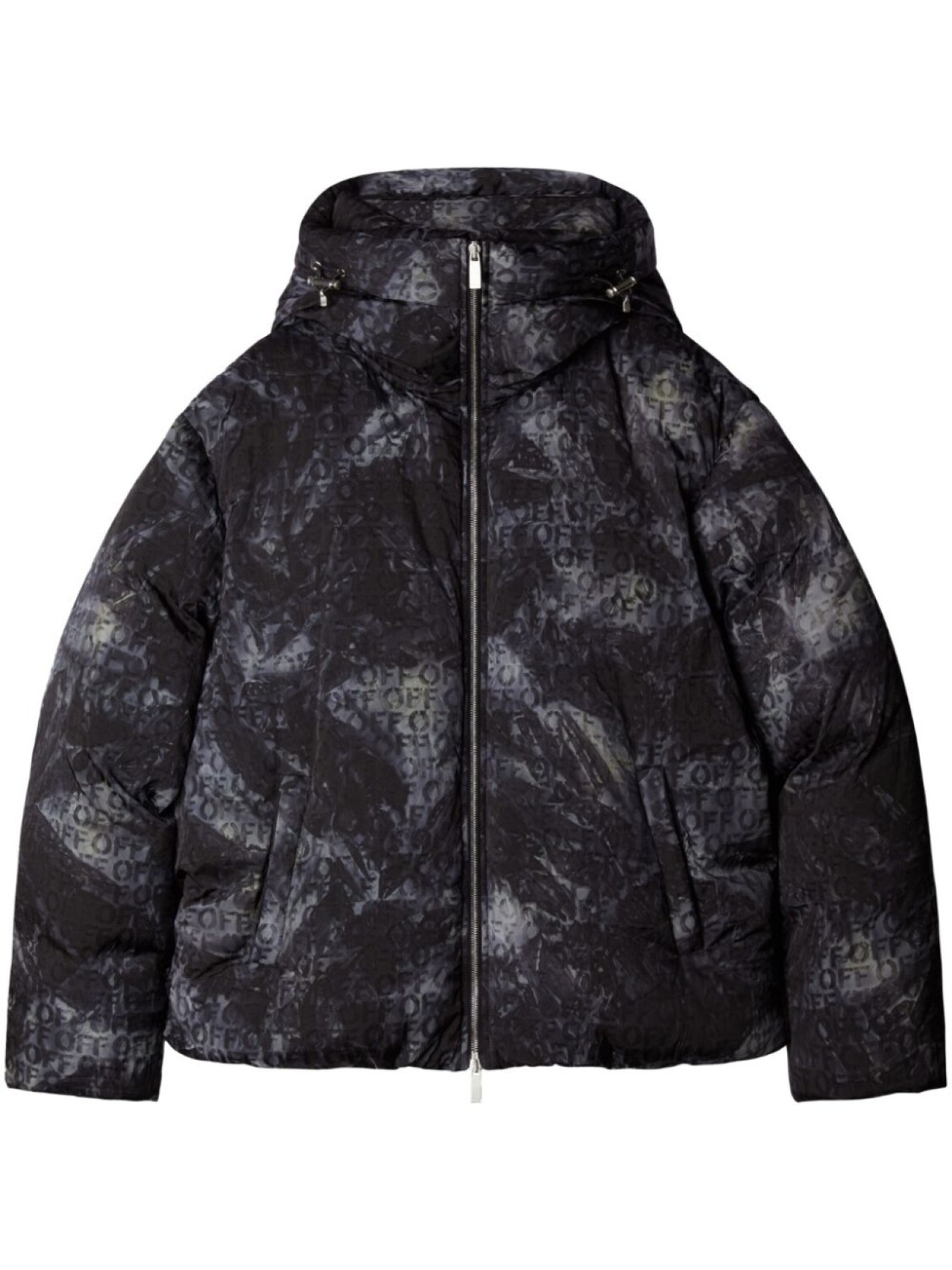 

Off-White пуховик с жаккардовым логотипом, черный