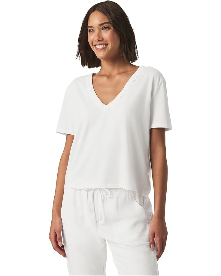 

Футболка Splendid Kacey Crochet V-Neck Tee, белый