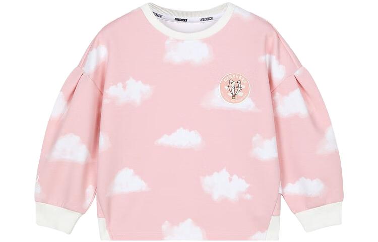 

Свитшот Coral Pink с белым облачным принтом и цветочным рисунком для детей Skechers, розовый