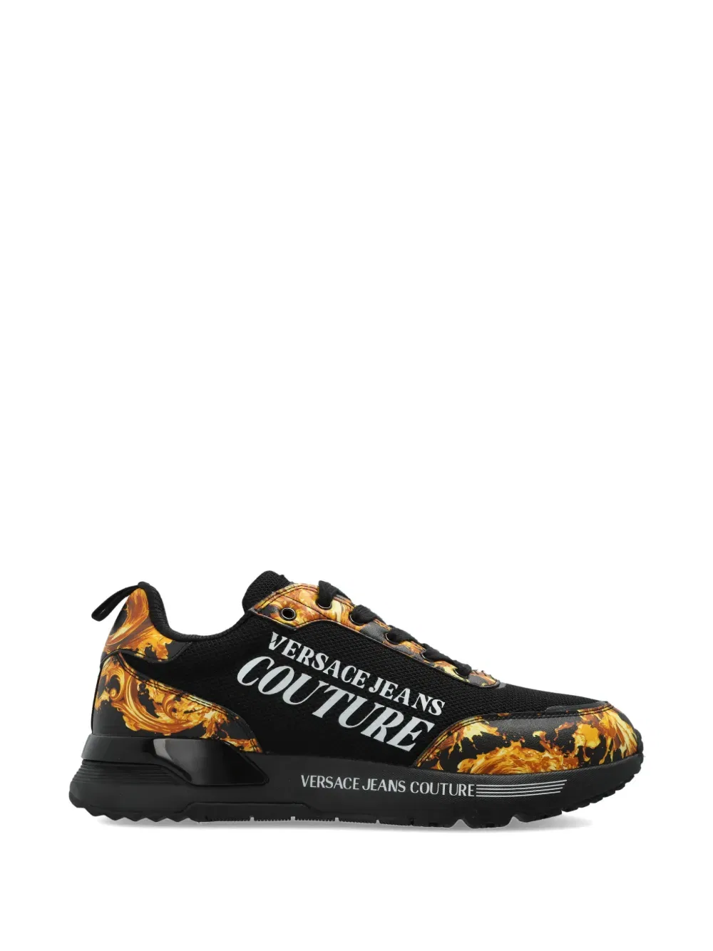 Динамичные кроссовки на шнуровке с барочным принтом Versace Jeans Couture, черный