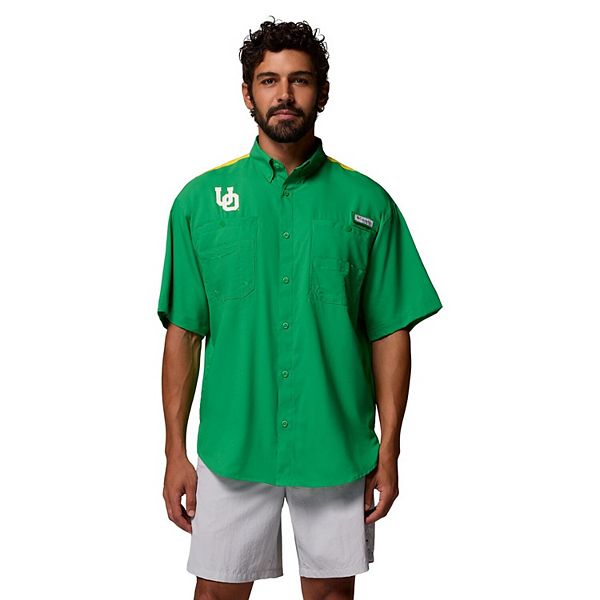 

Мужская зеленая рубашка Oregon Ducks Tamiami Colorblock Omni-Shade на пуговицах Columbia