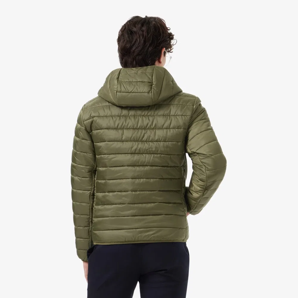 Мужской лёгкий пуховик с капюшоном Thermore хаки от Lacoste — фото 3