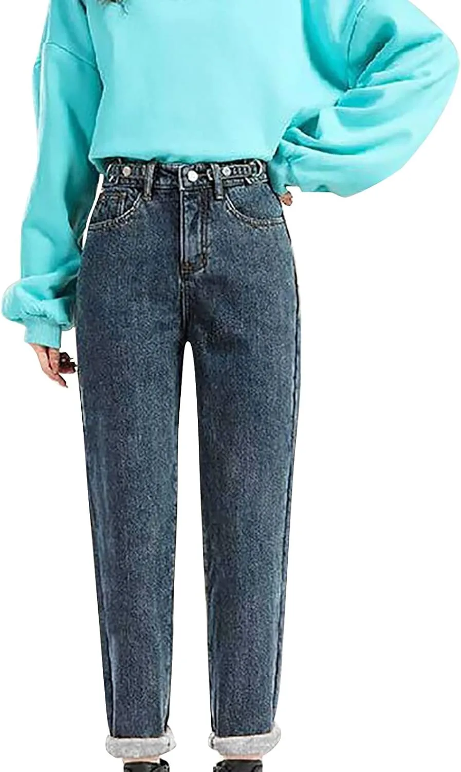 

Джинсы женские High Waist утепленные с флисом