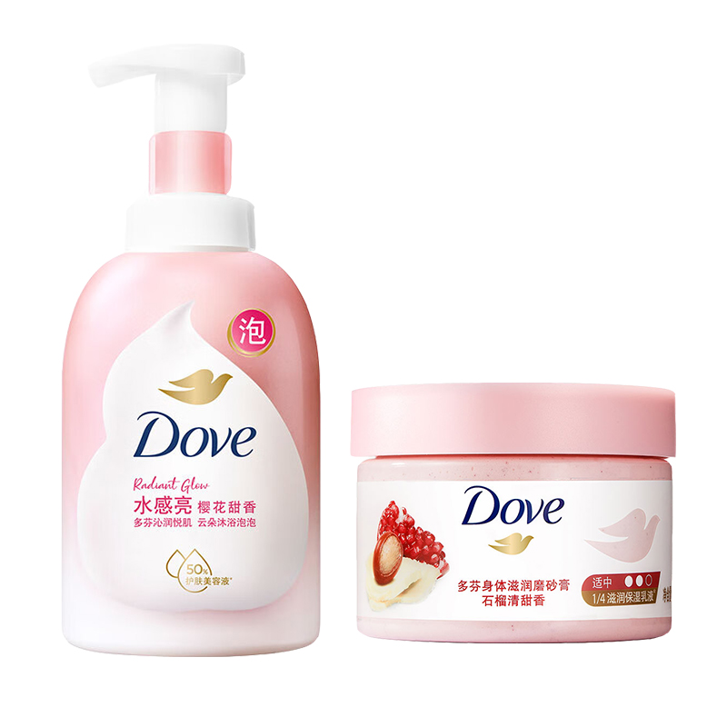 

Набор для ухода с пеной для ванны и скрабом успокаивающий кожу 400мл+298г/400мл*2+298г*2/400мл+280г Dove