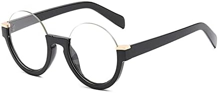 

Модные полуободковые круглые солнцезащитные очки для женщин с градиентным линзовым покрытием, ретро-стиль, прозрачные линзы, оправа, защита от УФ-излучения UV400 MTZJH, Black Clear