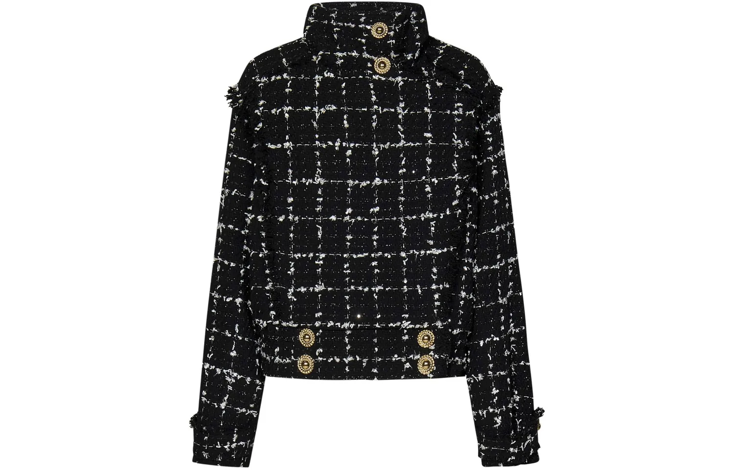 BALMAIN SS24 черный твидовый водолазка-жакет