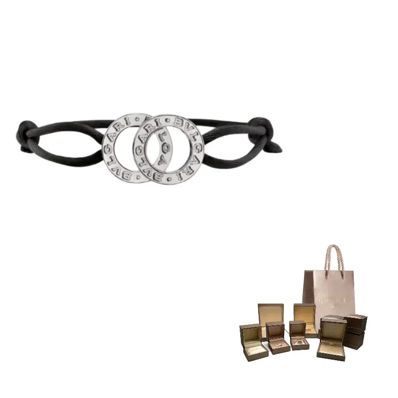 

BVLGARI Серебряный браслет из ткани Sterling Silver для женщин, черный