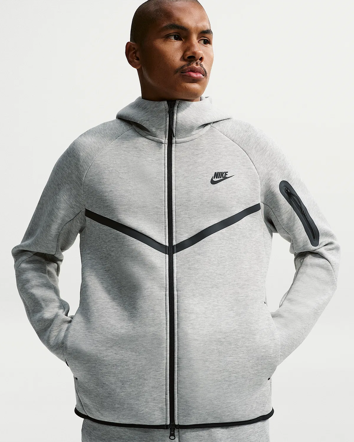 Мужская флисовая ветровка Nike Tech на молнии, Dark Grey Heather/Black