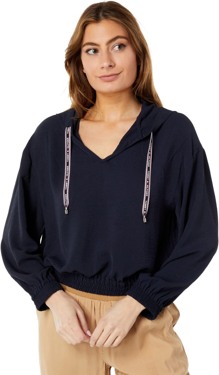 

Толстовка Tommy Hilfiger Crop Woven Hooded Pullover Blouse, цвет Sky Captain