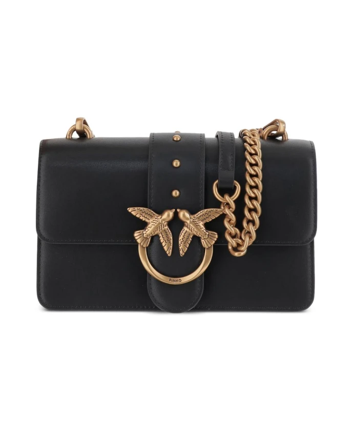 

Элегантная сумка через плечо в черно-золотом цвете. Pinko, черный