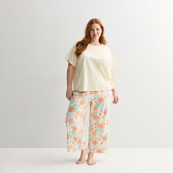 

Комплект пижамы Plus size для мамы Sonoma Goods For Life, Ivory Tropical Floral