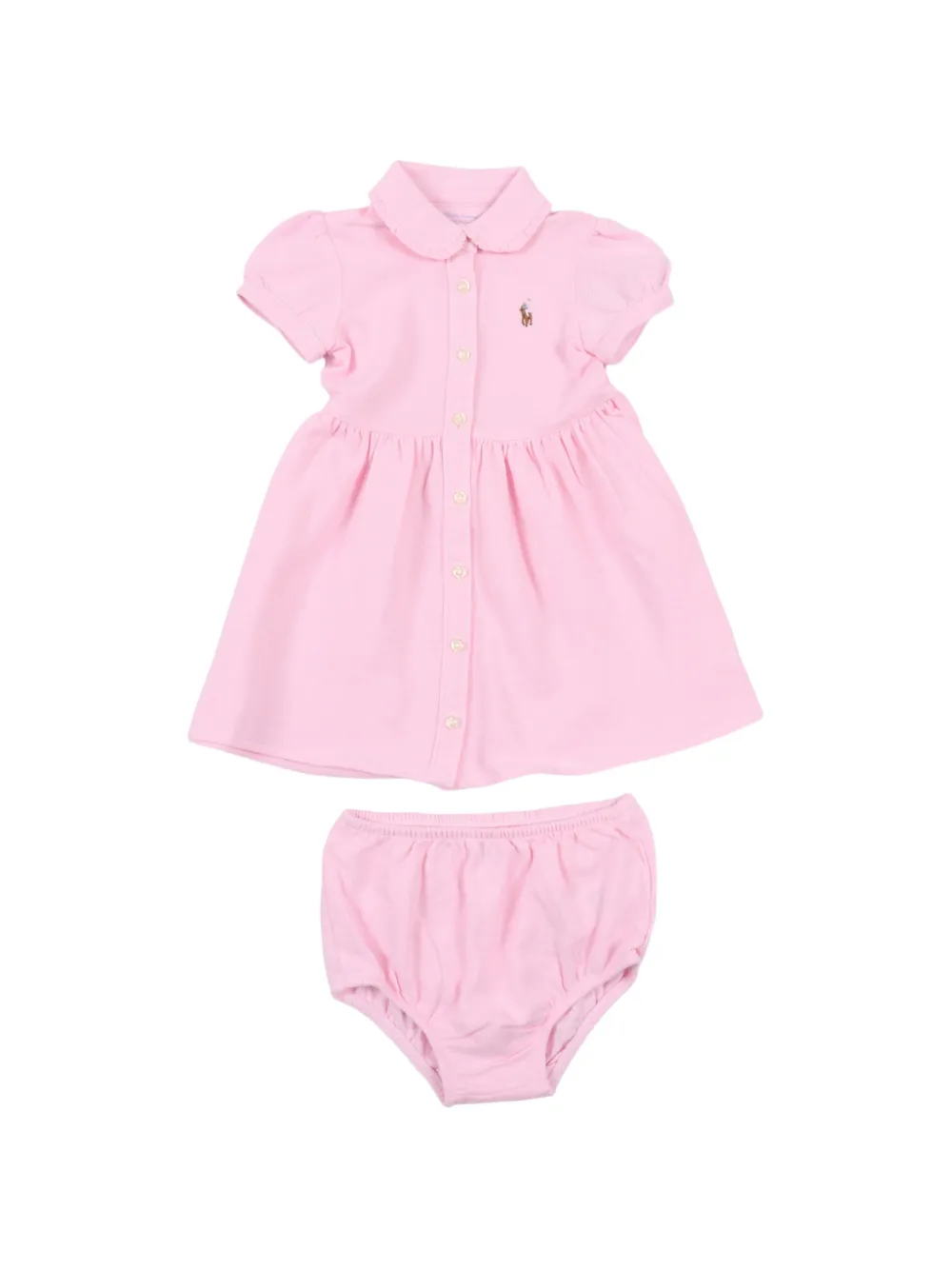 

Вязаное платье с оборчатым воротником (набор из двух) Polo Ralph Lauren Kids, розовый