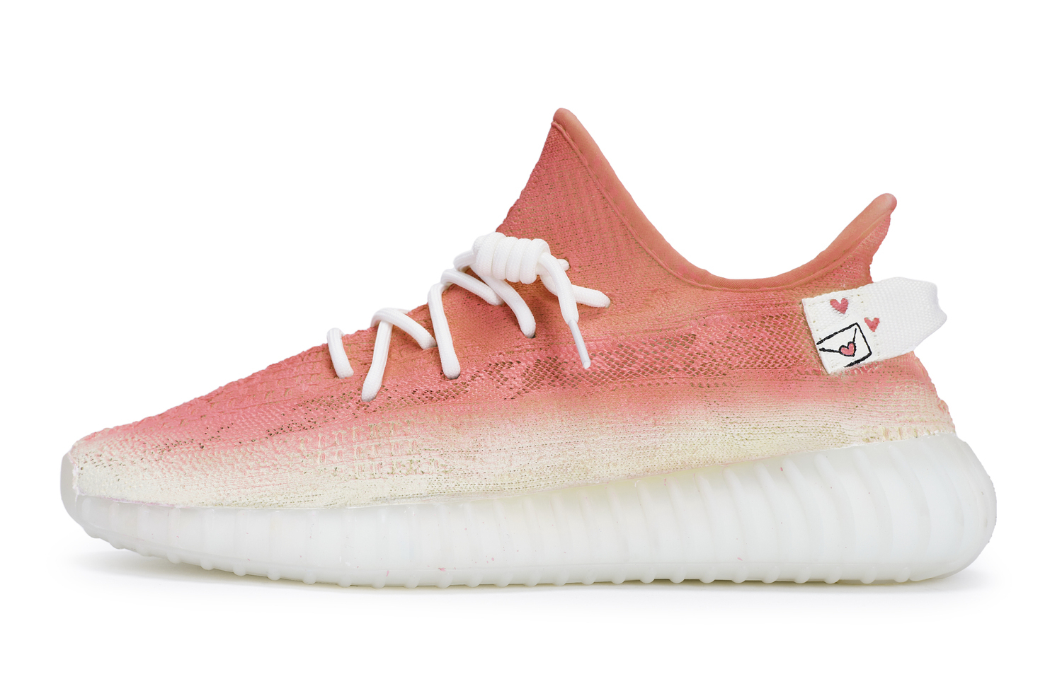 Adidas Originals Yeezy Boost 350 V2 повседневные кроссовки унисекс низкие белые с оранжевым и красным, цвет White Orange Red — фото 4