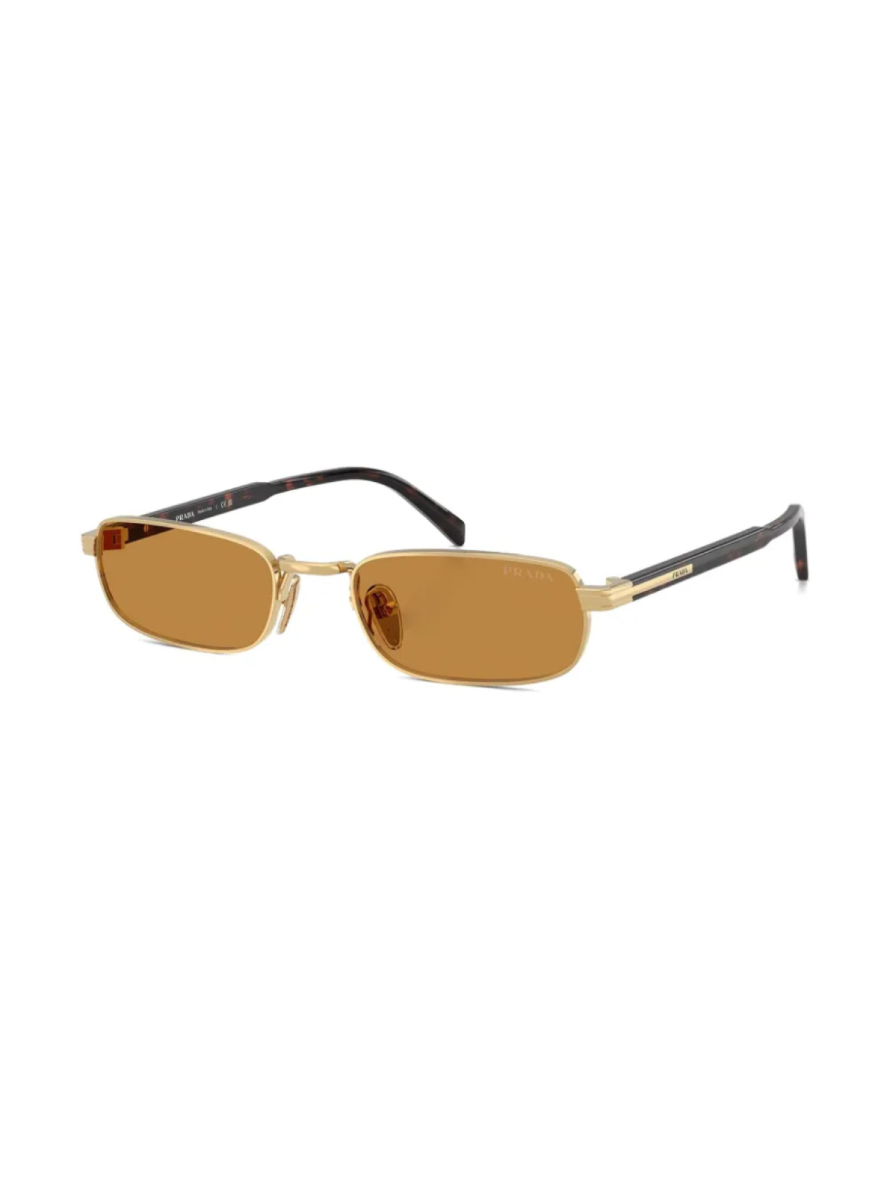 Prada Eyewear солнцезащитные очки в прямоугольной оправе, золотой — фото 2