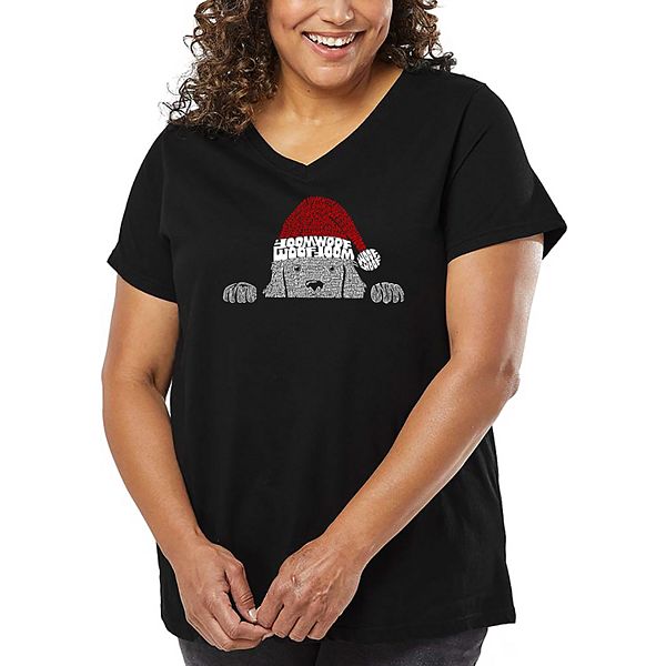 

Футболка V-neck с принтом "Рождественский пес" для женщин plus size La Pop Art, Black, Черный, Футболка V-neck с принтом "Рождественский пес" для женщин plus size La Pop Art, Black