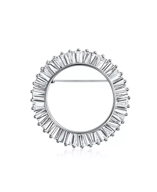 

Брошь-Булавка для шарфа с фиолетовым аметистом, огранкой "багет", в форме круга вечности, посеребренная Bling Jewelry, clear