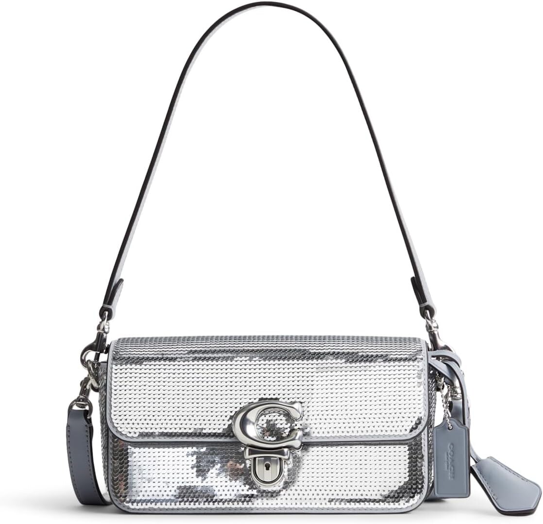 

Сумка COACH Sequin Studio Baguette Bag, серебряный