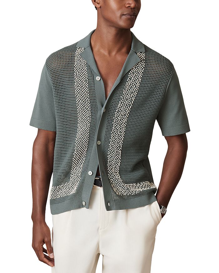 

CHE ACCRA Кубинская рубашка с фактурными бусинами REISS, зеленый