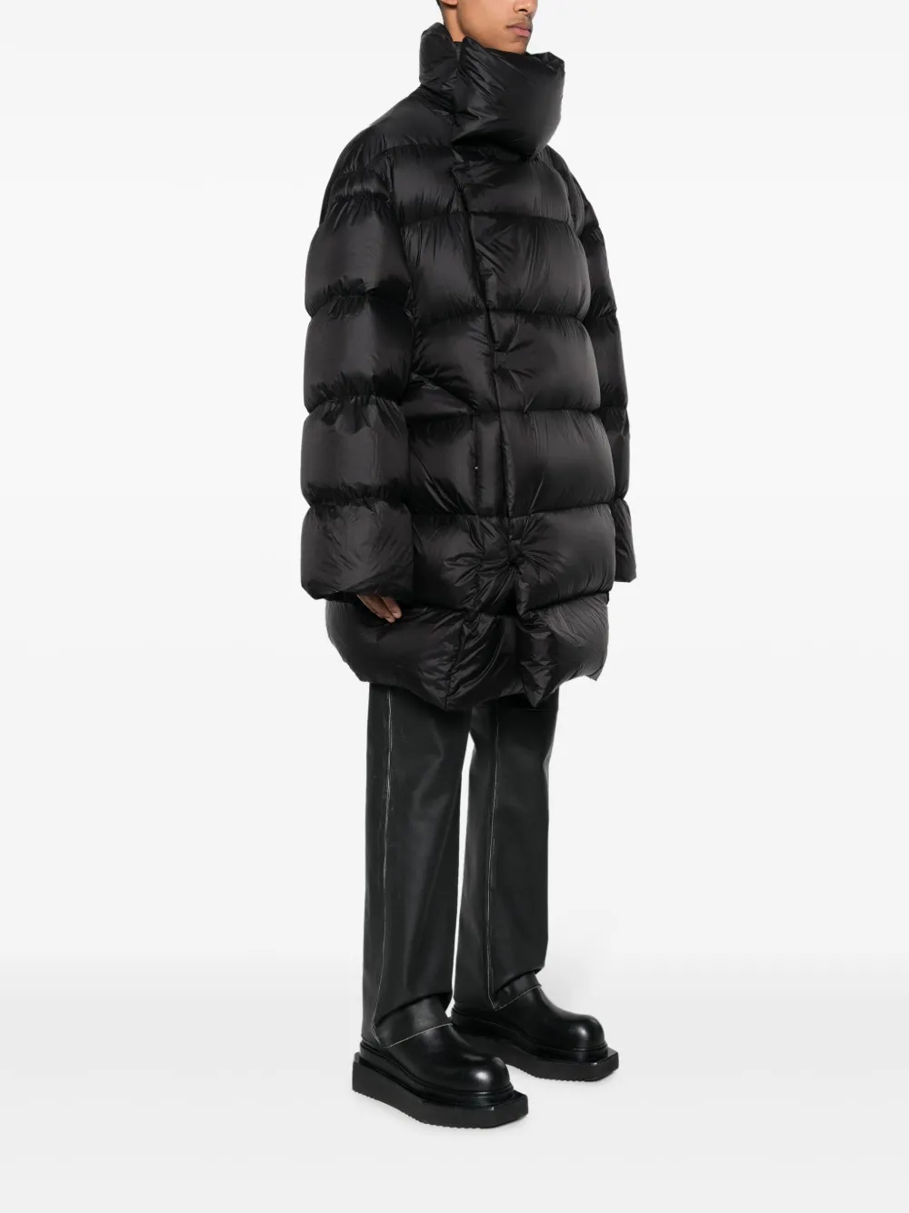 Стеганое пальто с воротником-воронкой Rick Owens, черный — фото 3