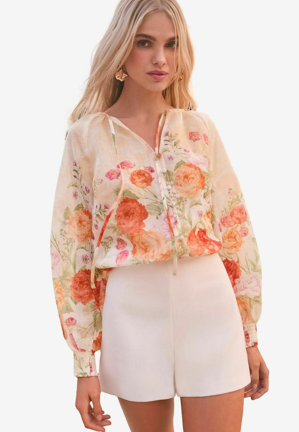 

Блуза REGULAR FIT - BUTTON THROUGH FLORAL PRINTED Lipsy, белый