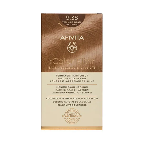 

Перманентное окрашивание My Color Elixir Apivita, цвет very blonde gold pearl