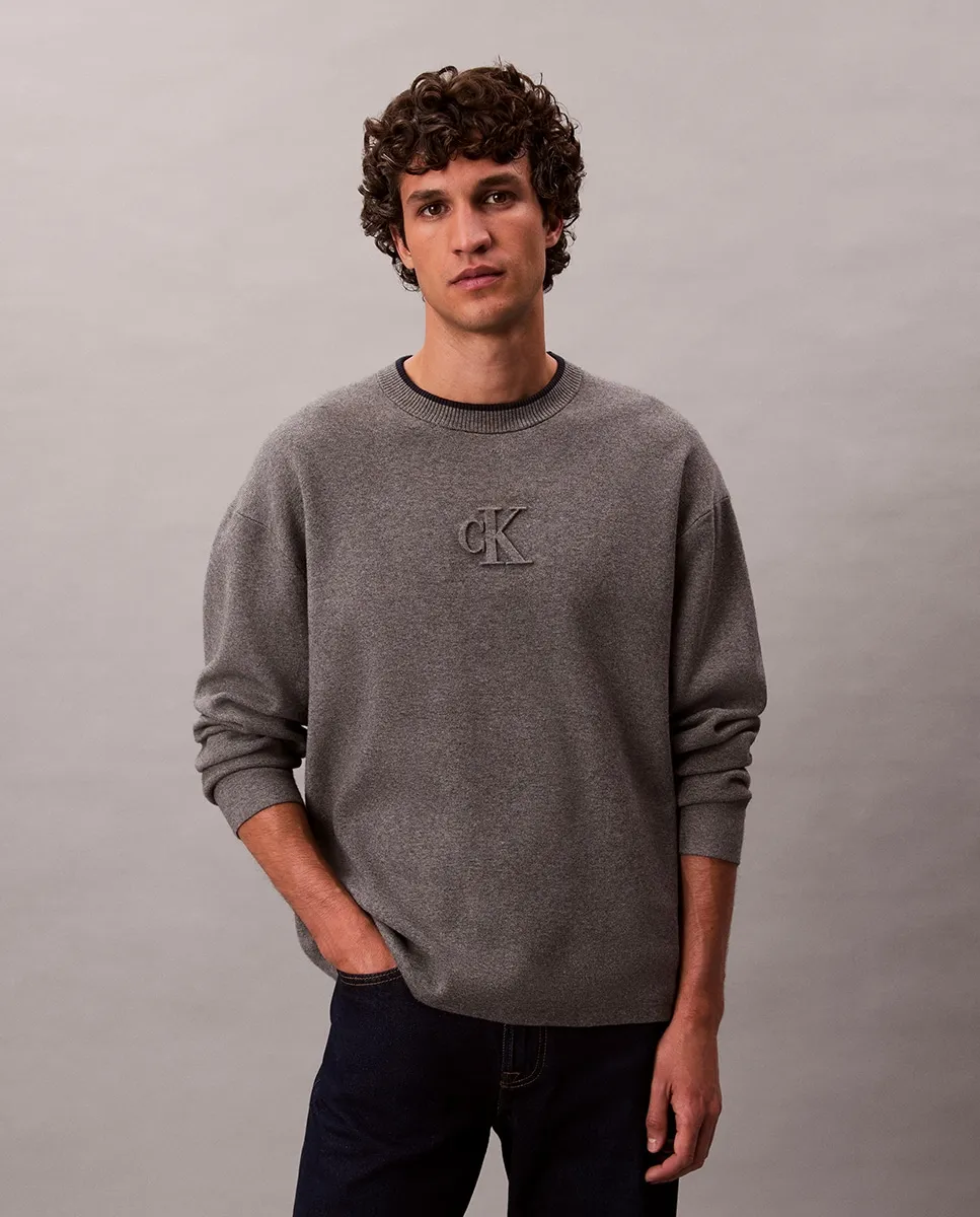 

Мужской джерси с тисненным логотипом Calvin Klein Jeans, серый