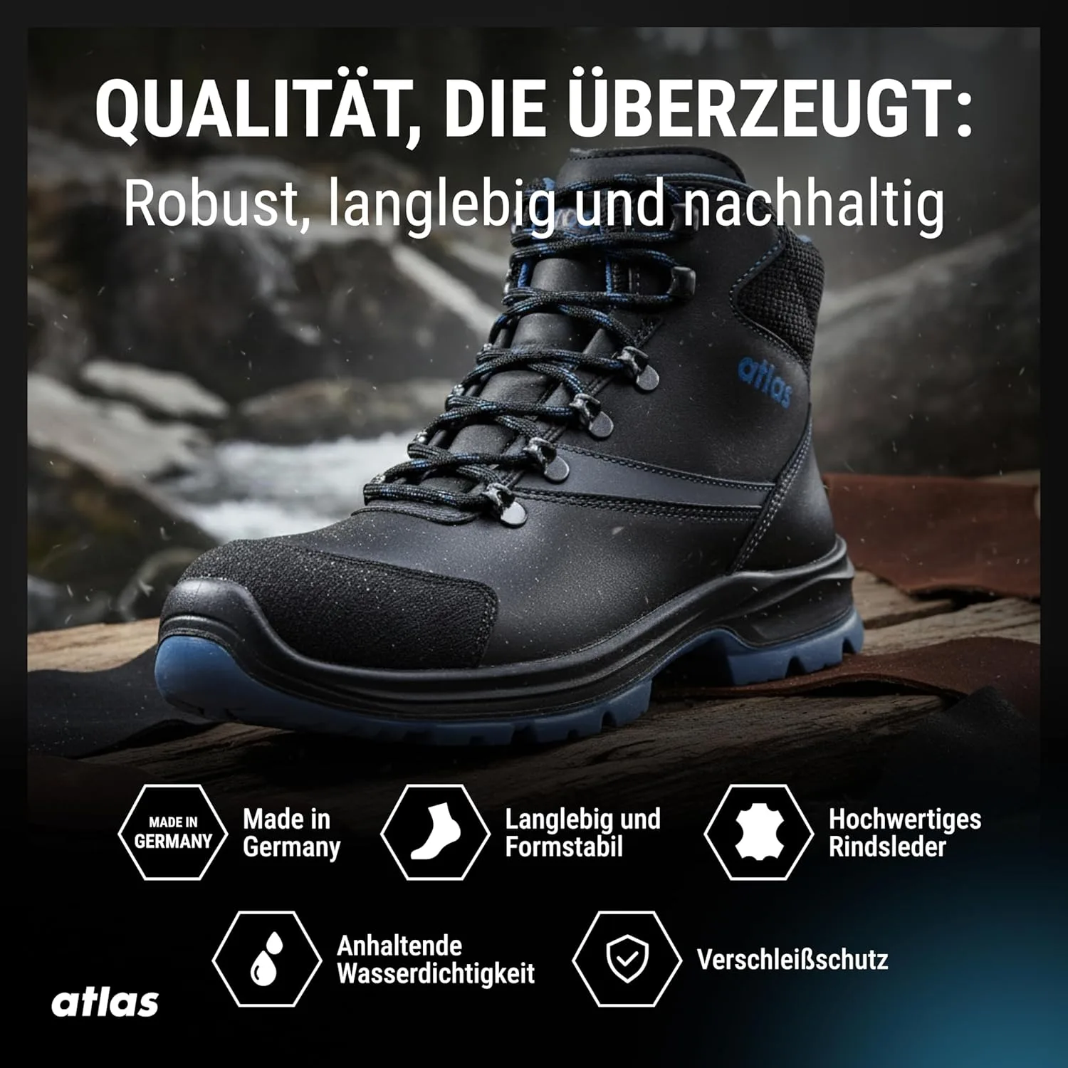 Лучшие ботинки Atlas alu-tec 735 XP ESD, для мужчин и женщин, водонепроницаемые (S3). Активная воздухопроницаемость, с алюминиевым носком, диаметр 10, черный — фото 4