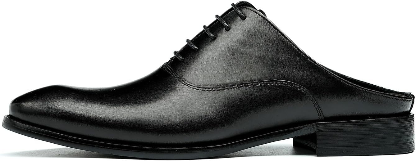 Мужские кожаные мюли Santimon Mens - формальные сандалии для торжеств, лоферы на каждый день с открытой задней частью, клогги, оксфорды, тапочки, повседневная деловая мода, летняя обувь для мужчин, черный — фото 2