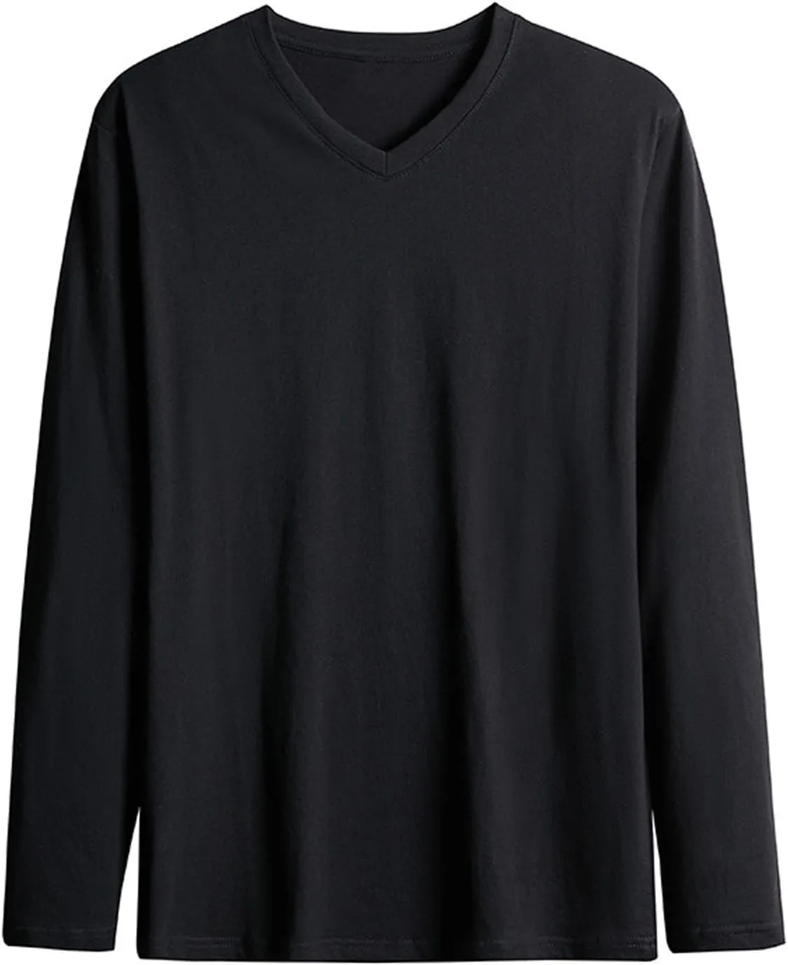 

Мужская футболка с длинным рукавом и V-образным вырезом, Plus Size, хлопок, весна-осень