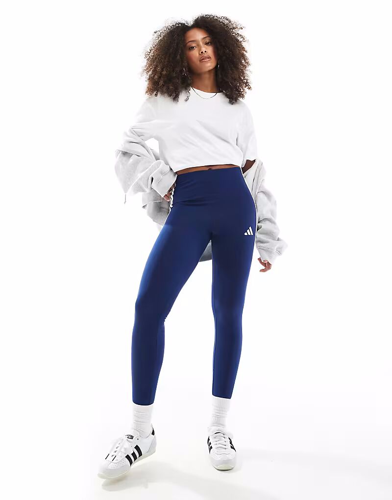 

Леггинсы Adidas Essentials из хлопка с тремя полосками темно-синего/белого цвета Adidas Performance