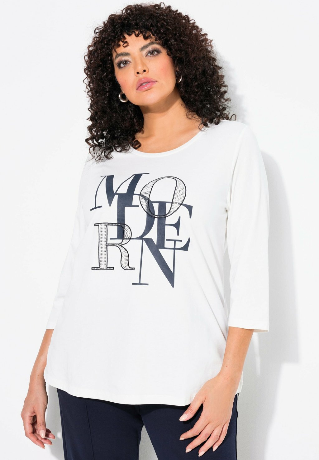

Топ с длинными рукавами MODERN 3/4 SLEEVE GRAPHIC Ulla Popken, белый