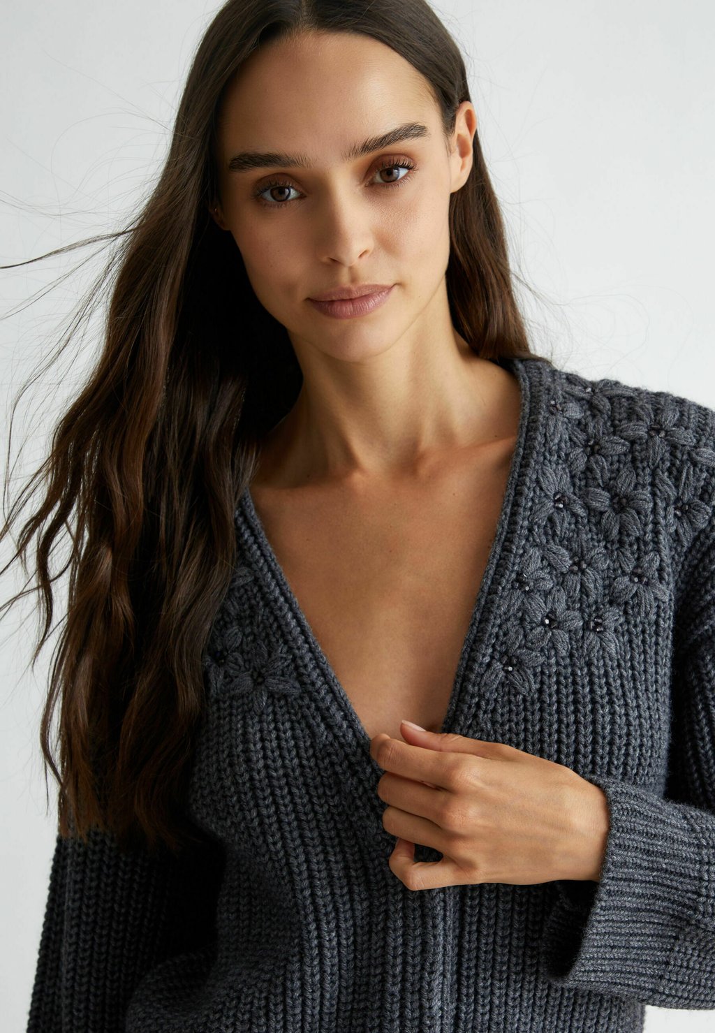 

Кардиган WITH EMBROIDERY LIU JO, сине-серый
