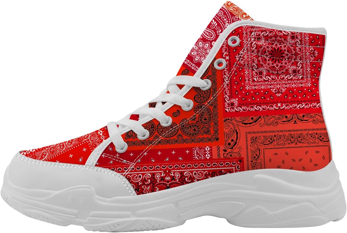 

Женские мужские банданы, кроссовки с высоким топом, презентовые платформенные туфли Paisley с принтом, подарки для нее Generic, красный