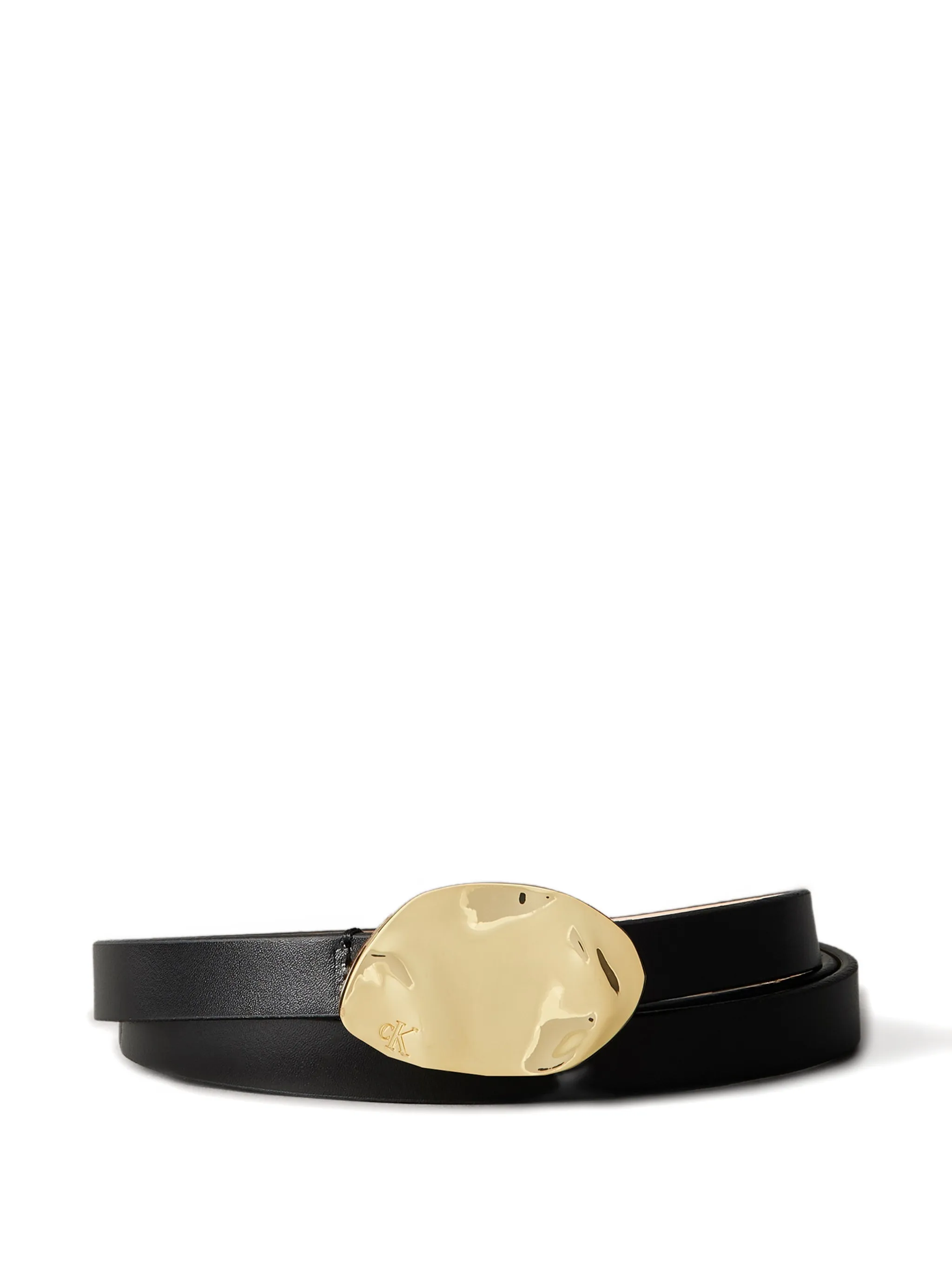 

Кожаный ремень с текстурированной пряжкой Calvin Klein, черный