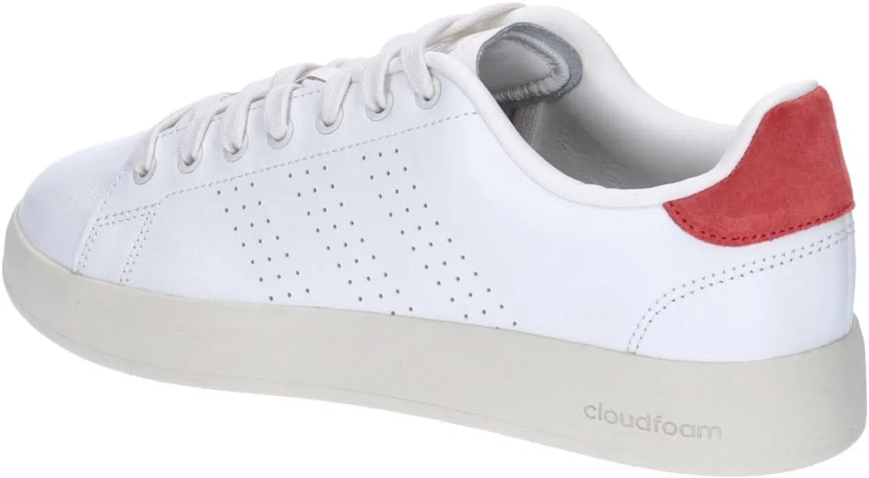 Мужские кожаные кроссовки Adidas Advantage Premium, Core White Core White Bright Red — фото 3