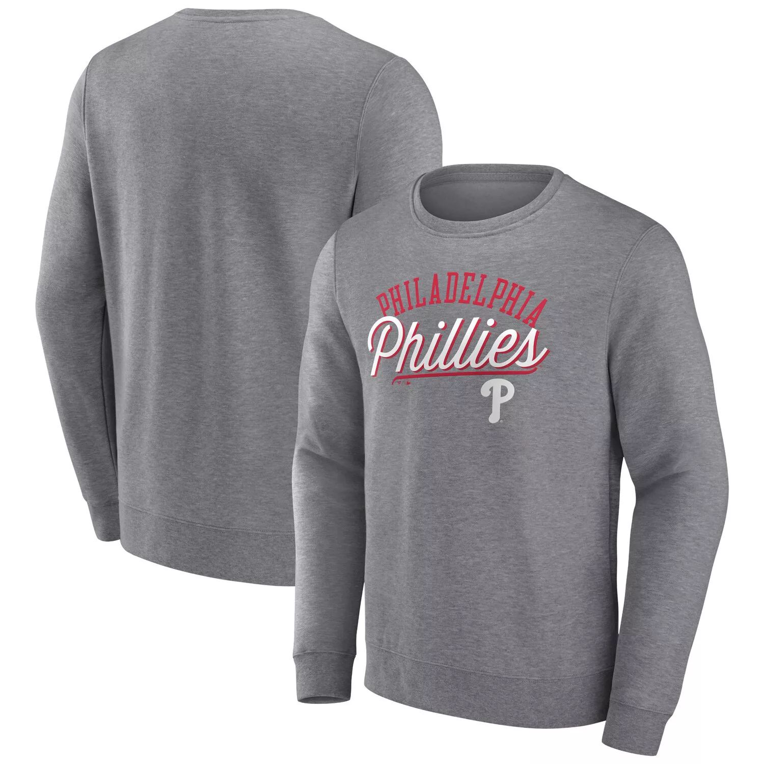 

Мужской пуловер с логотипом Heather Grey Philadelphia Phillies Simplicity Fanatics