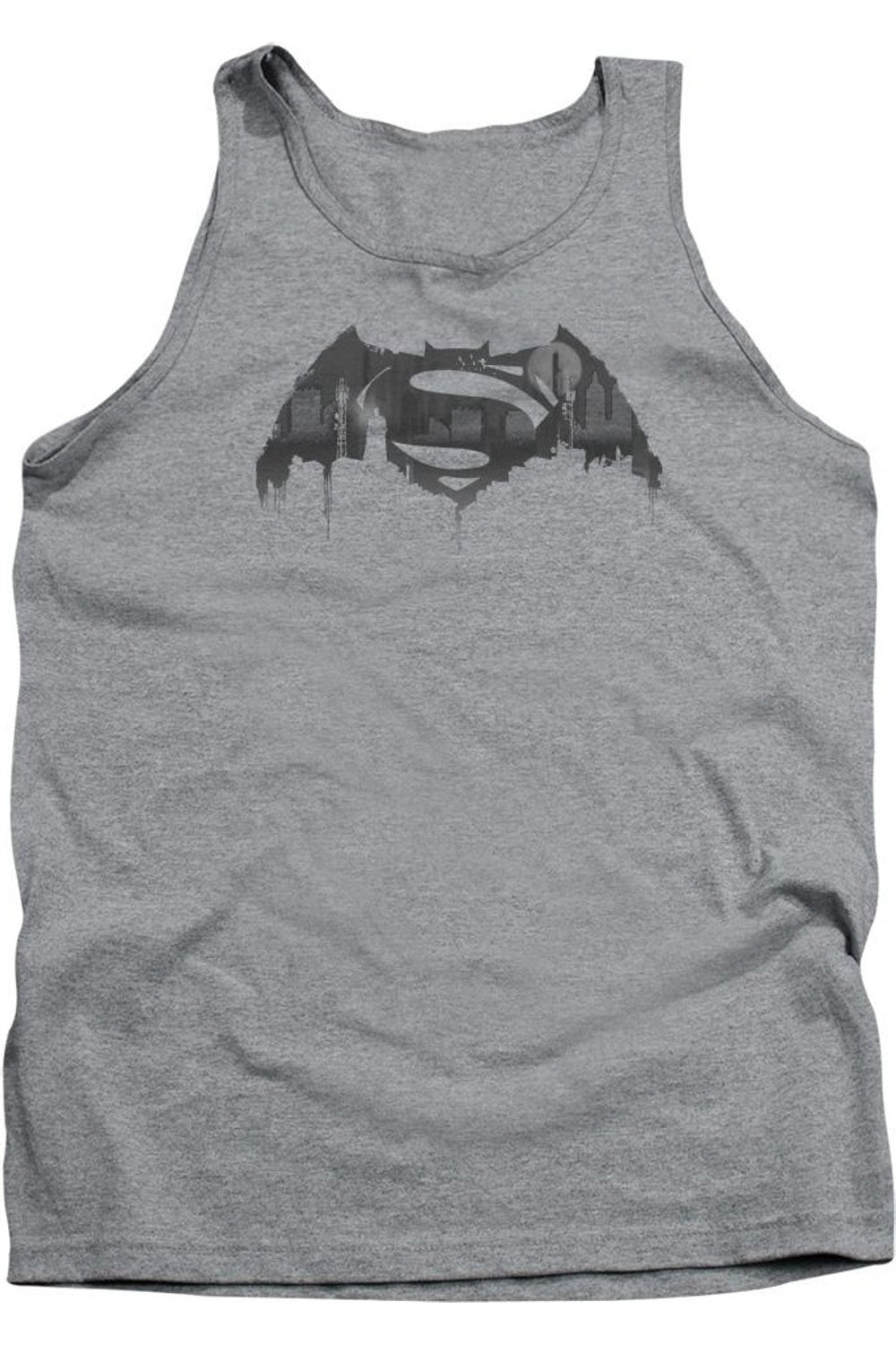 

Майка для взрослых с логотипом Batman V Superman Cityscape Gildan, цвет athletic heather