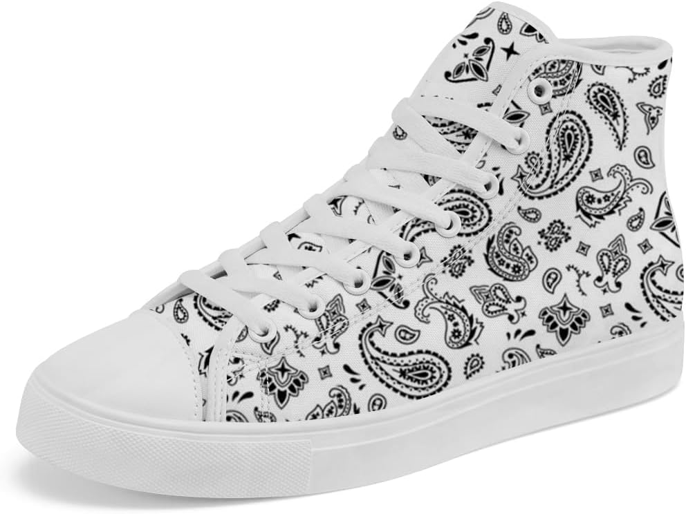 

Кеды на высокой подошве Paisley из канваса, высокие кроссовки на шнуровке, повседневная обувь для мужчин и женщин Chebing, белый