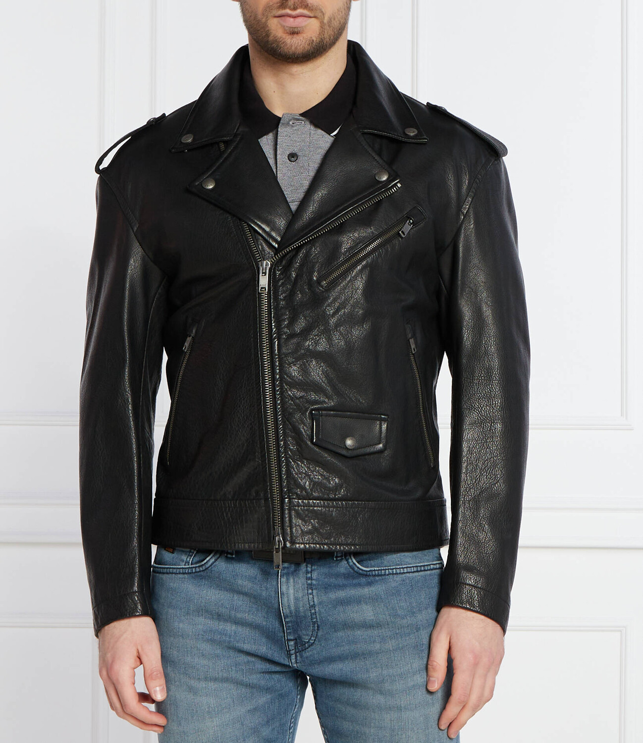 

Куртка BOSS ORANGE di pelle Jonu Regular Fit, черный