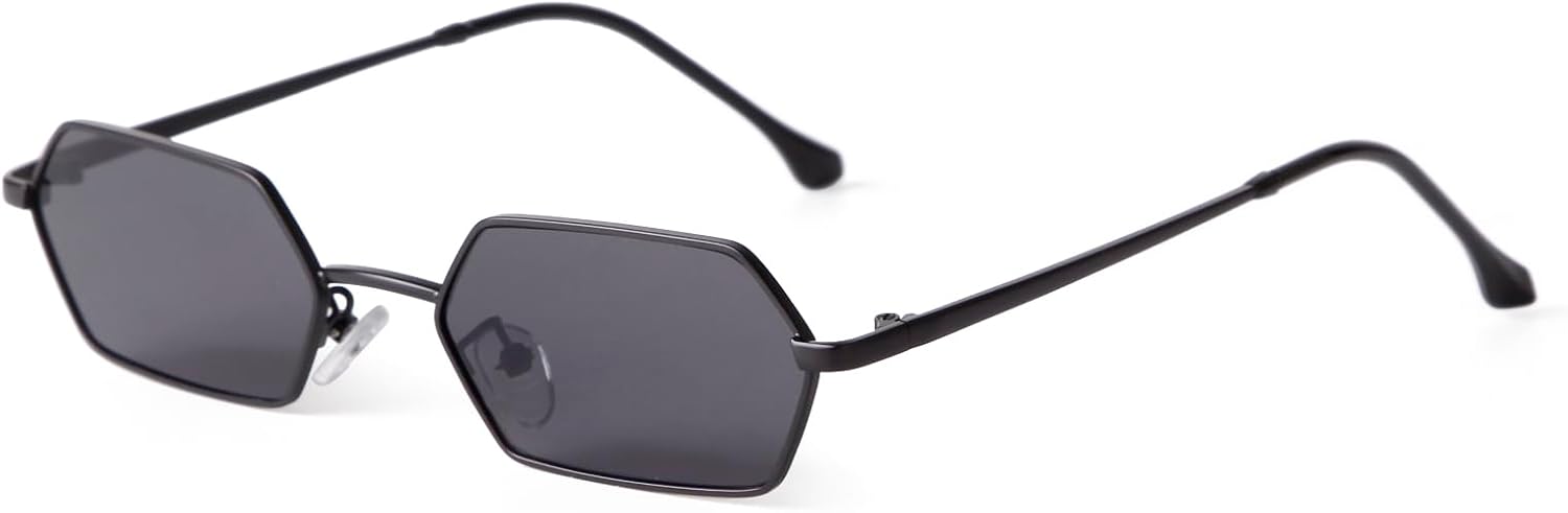 

Солнцезащитные очки JUDOO маленькие, узкие, прямоугольной формы, для женщин и мужчин, в стиле ретро Y2K 90-х, шестиугольная оправа, тонкие солнцезащитные очки, Black/Grey