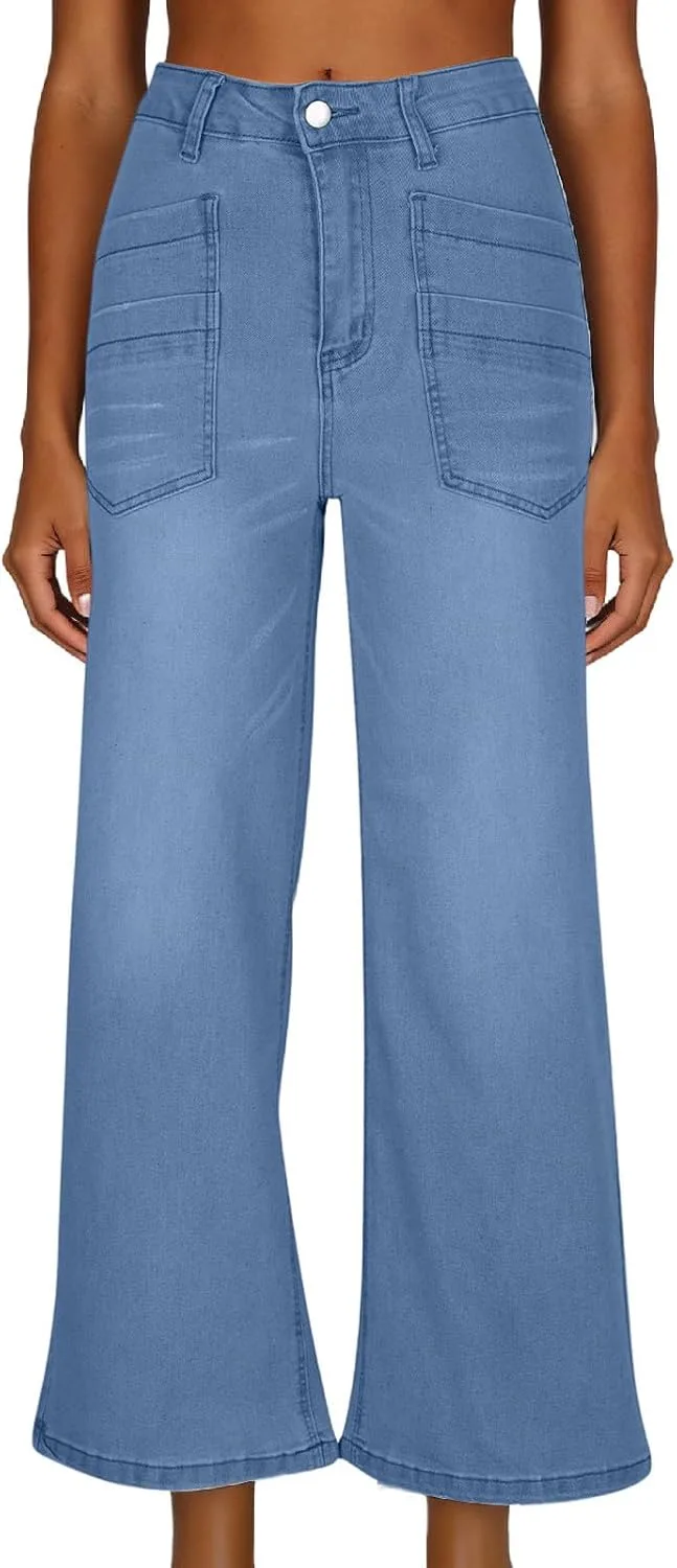 

Прямые укороченные джинсы с широкими штанинами для женщин HGps8w