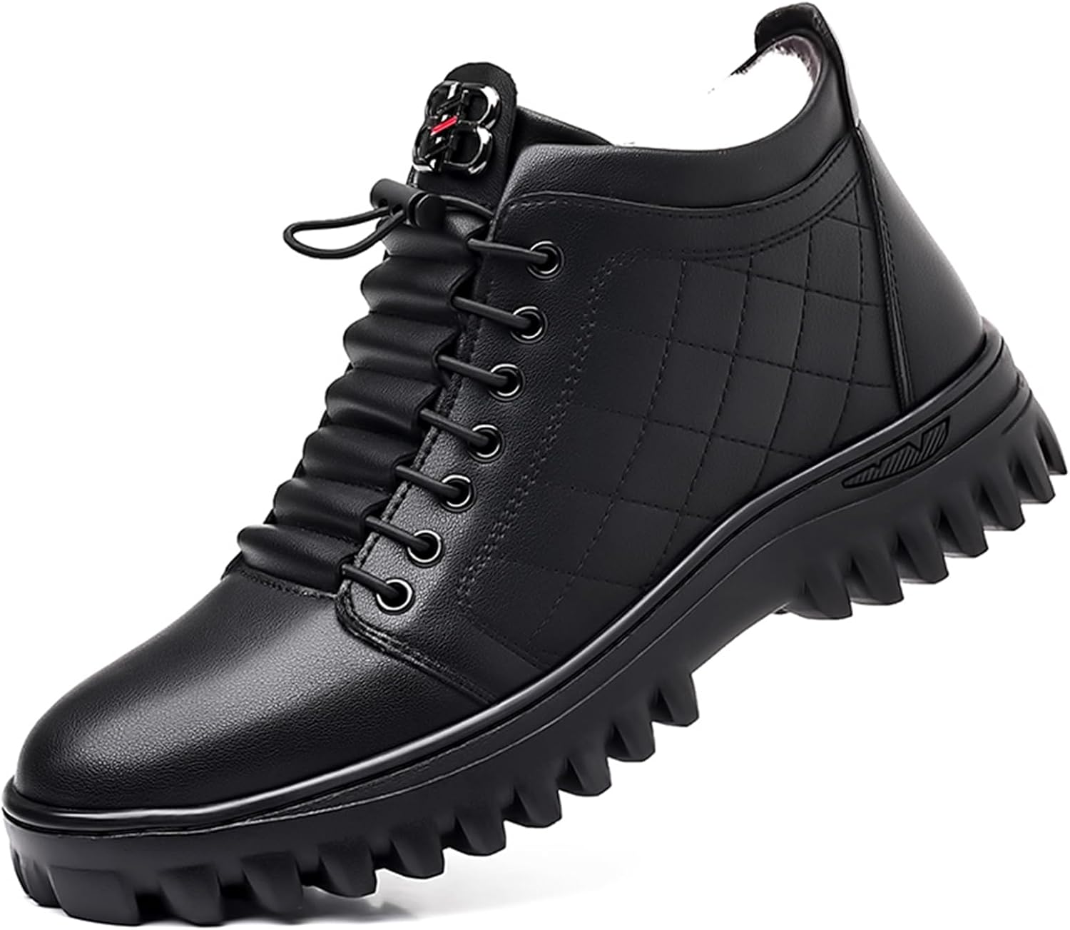 

Мужские зимние слипоны Abborora с утеплителем из меха, теплые зимние кожаные ботинки для улицы и работы, ботинки до щиколотки, черный