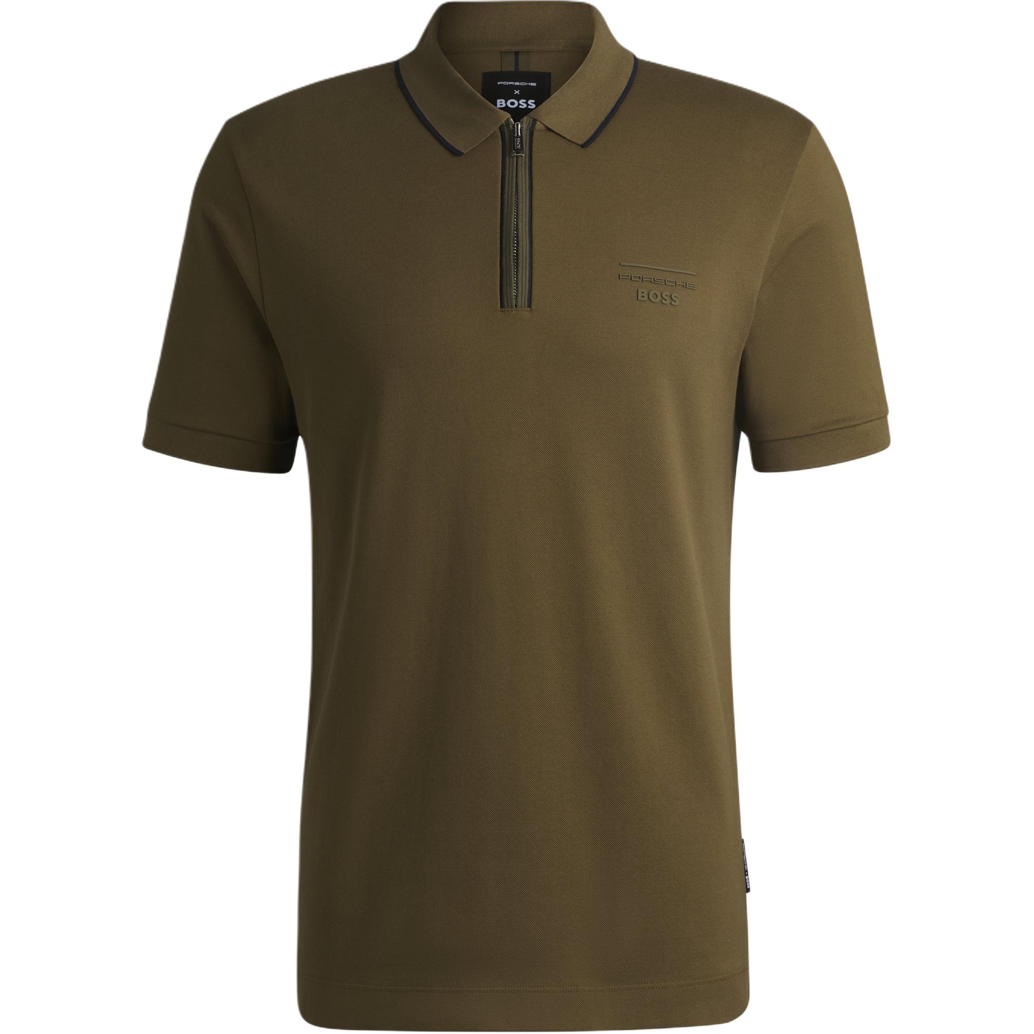 

Футболка-поло с прорезиненным логотипом X Porsche Hugo Boss, темный зеленый