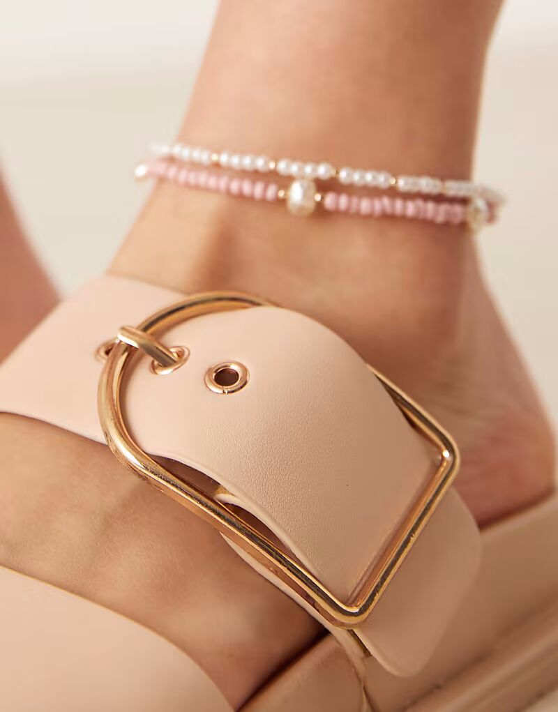 Шлепанцы Frozen с двумя ремешками ASOS DESIGN бежевого цвета — фото 4